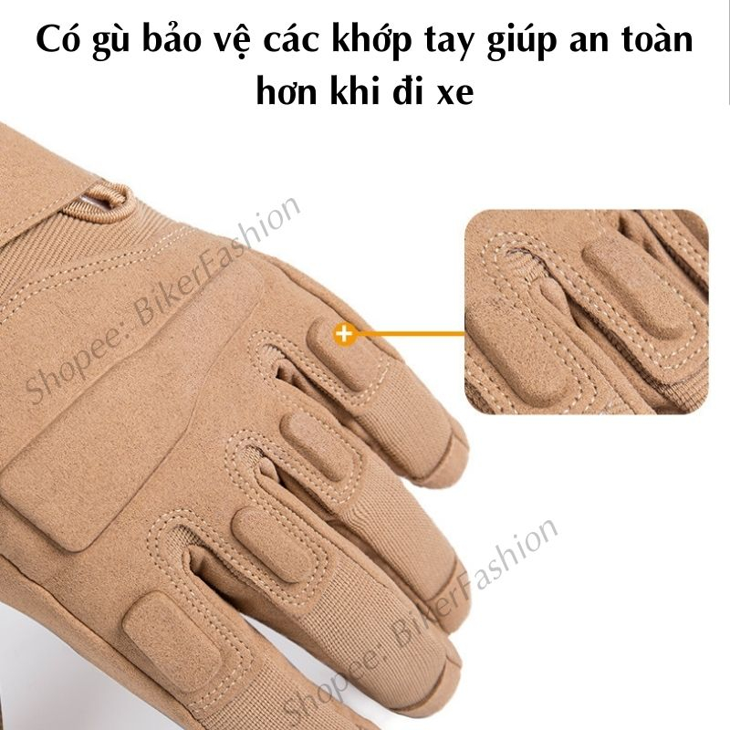 Găng tay dài ngón nam đi xe máy, Bao tay full ngón Blackhawk đi phượt