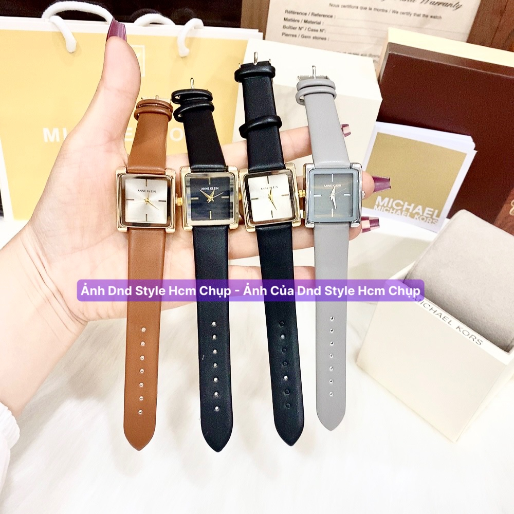 Đồng hồ nữ dây da Anne kle.in, đồng hồ nữ dây da mặt vuông đơn giản thanh lịch trẻ trung cá tính - DNDStyle