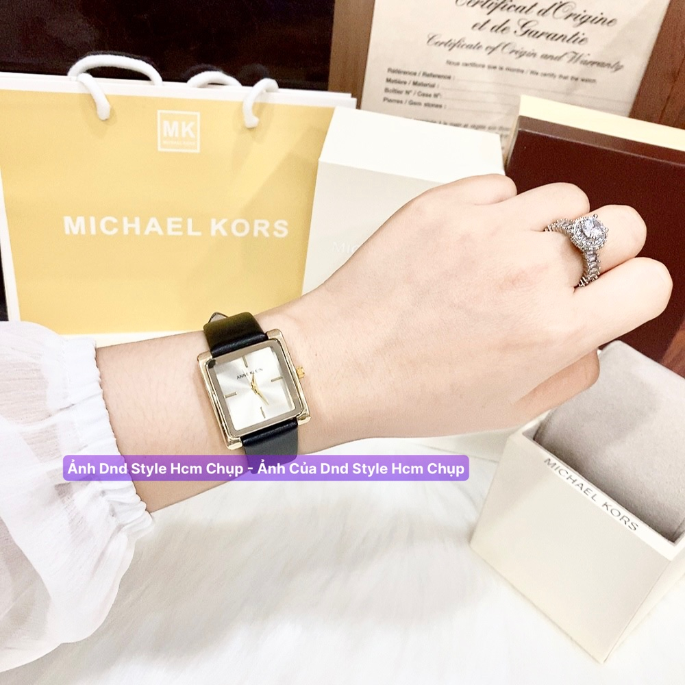 Đồng hồ nữ dây da Anne kle.in, đồng hồ nữ dây da mặt vuông đơn giản thanh lịch trẻ trung cá tính - DNDStyle