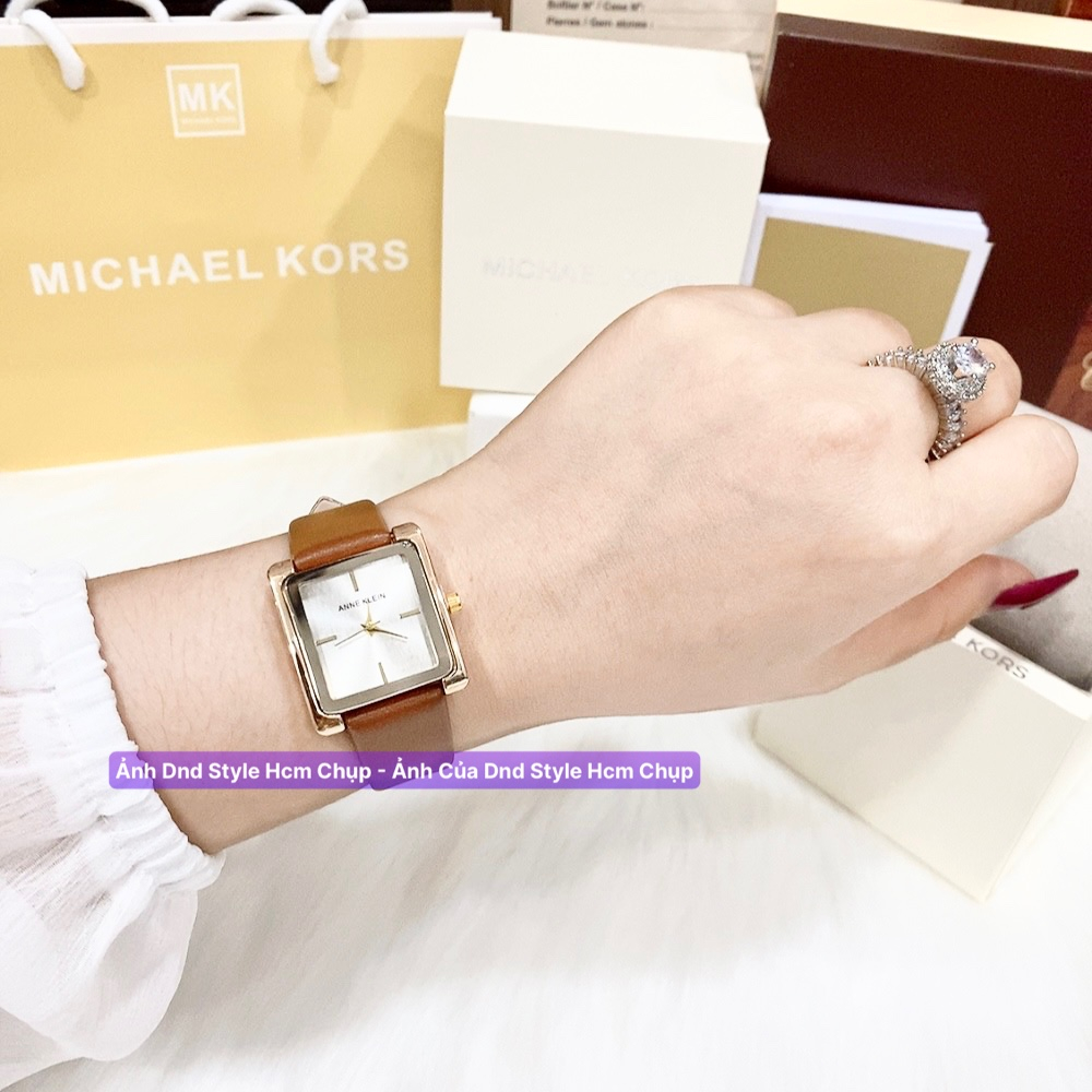 Đồng hồ nữ dây da Anne kle.in, đồng hồ nữ dây da mặt vuông đơn giản thanh lịch trẻ trung cá tính - DNDStyle