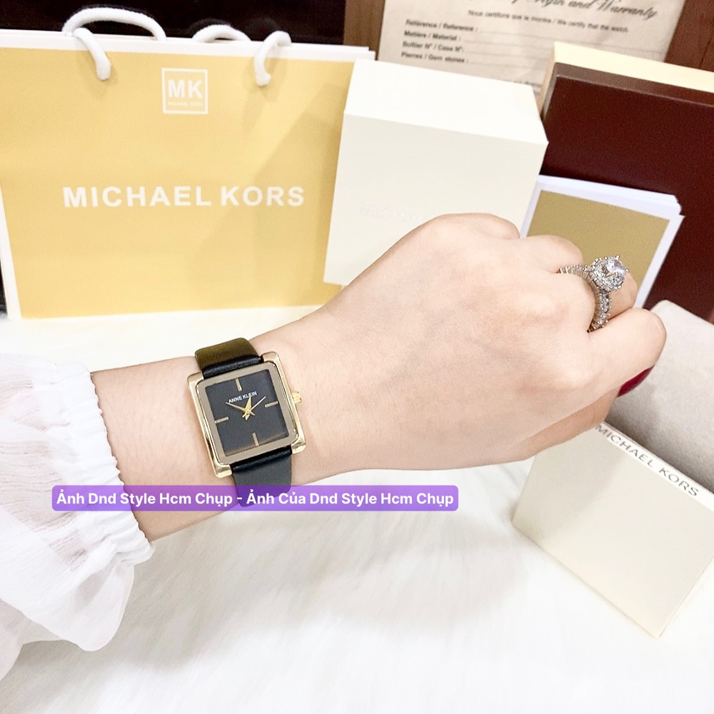 Đồng hồ nữ dây da Anne kle.in, đồng hồ nữ dây da mặt vuông đơn giản thanh lịch trẻ trung cá tính - DNDStyle