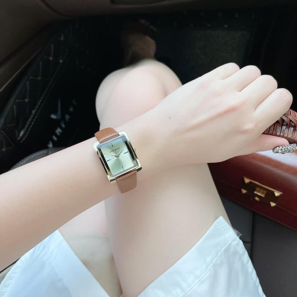 Đồng hồ nữ dây da Anne kle.in, đồng hồ nữ dây da mặt vuông đơn giản thanh lịch trẻ trung cá tính - DNDStyle