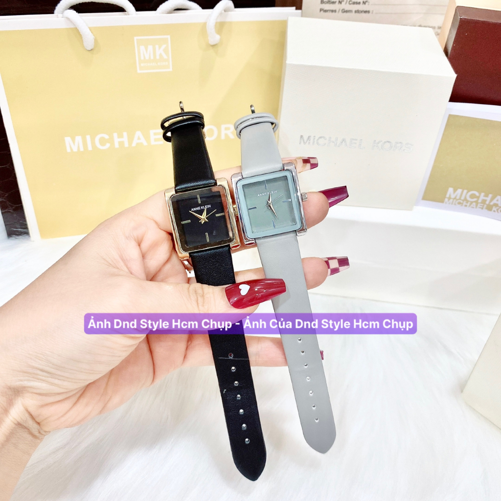 Đồng hồ nữ dây da Anne kle.in, đồng hồ nữ dây da mặt vuông đơn giản thanh lịch trẻ trung cá tính - DNDStyle