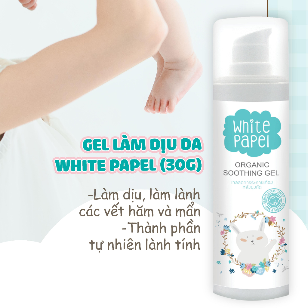 Gel làm dịu da hữu cơ thành phần tự nhiên Organic làm dịu thân thiện lành tính cho bé White Papel (30g)