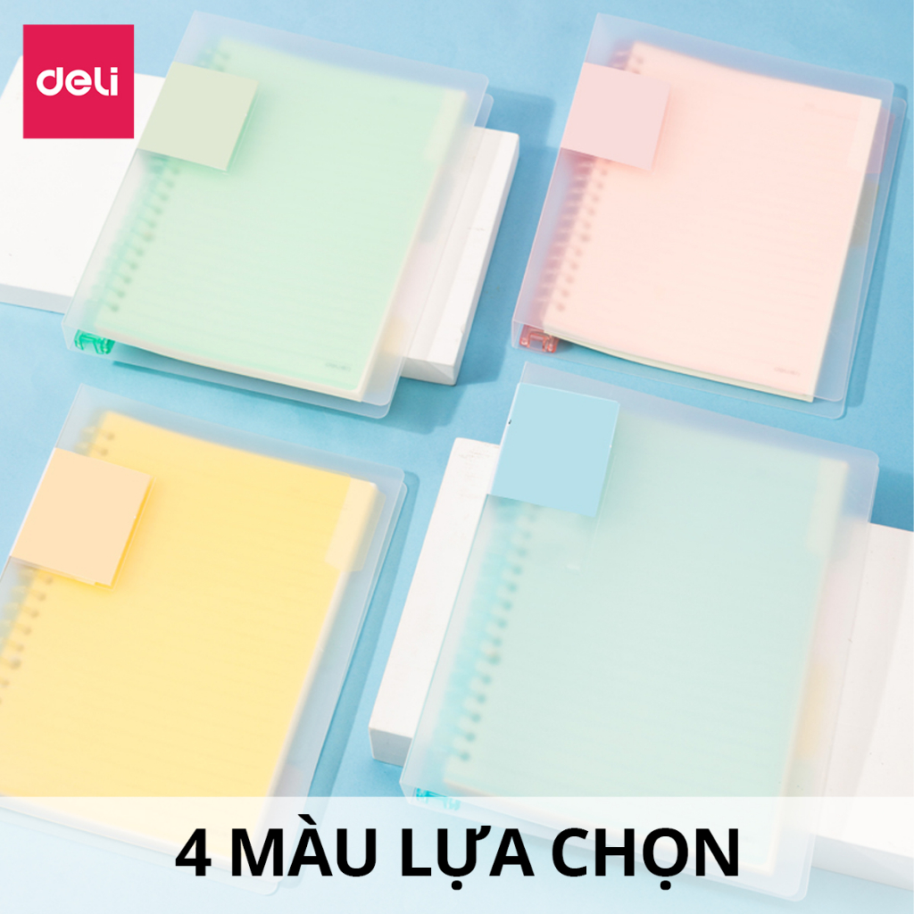 Sổ còng sắt Binder A5 B5 120 trang và lõi giấy Deli - Combo Sổ + Lõi 240 trang - Ô vuông kẻ ngang viết ghi chép sổ tay