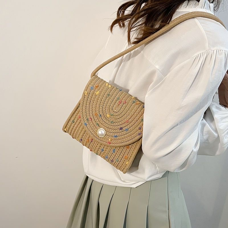 Túi đeo chéo đan mây phong cách retro kiểu vintage thời trang cho nữ 20 × 6,5 × 16cm