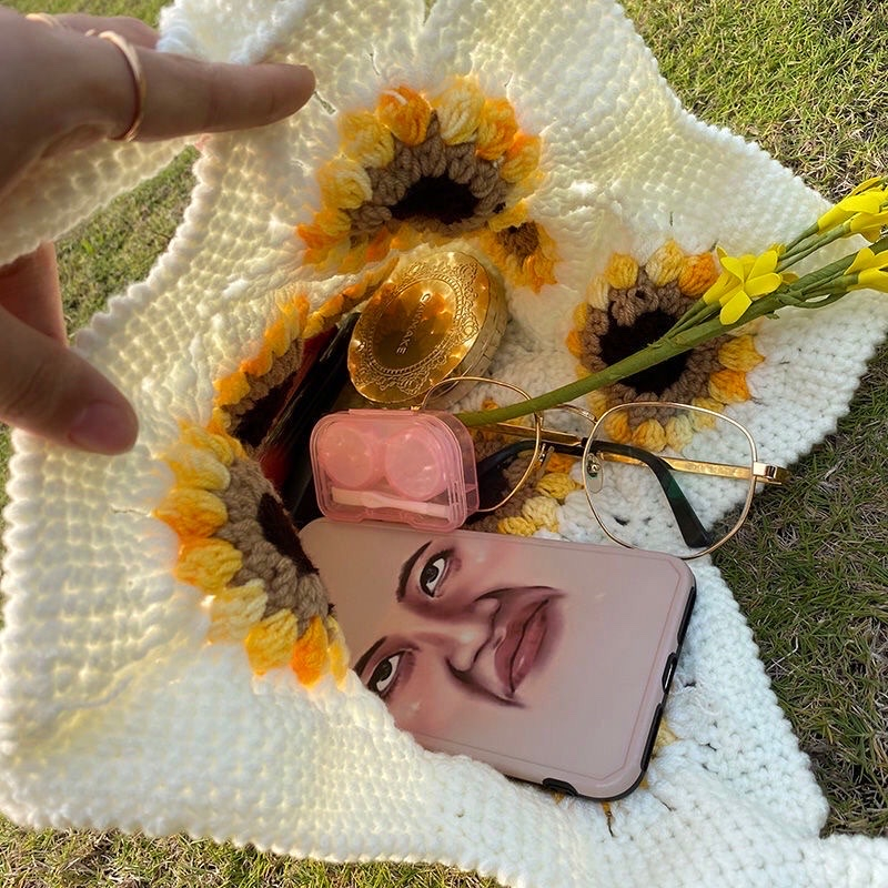 Gói nguyên liệu len tự đan túi xách hình hoa hướng dương xinh xắn dễ thương