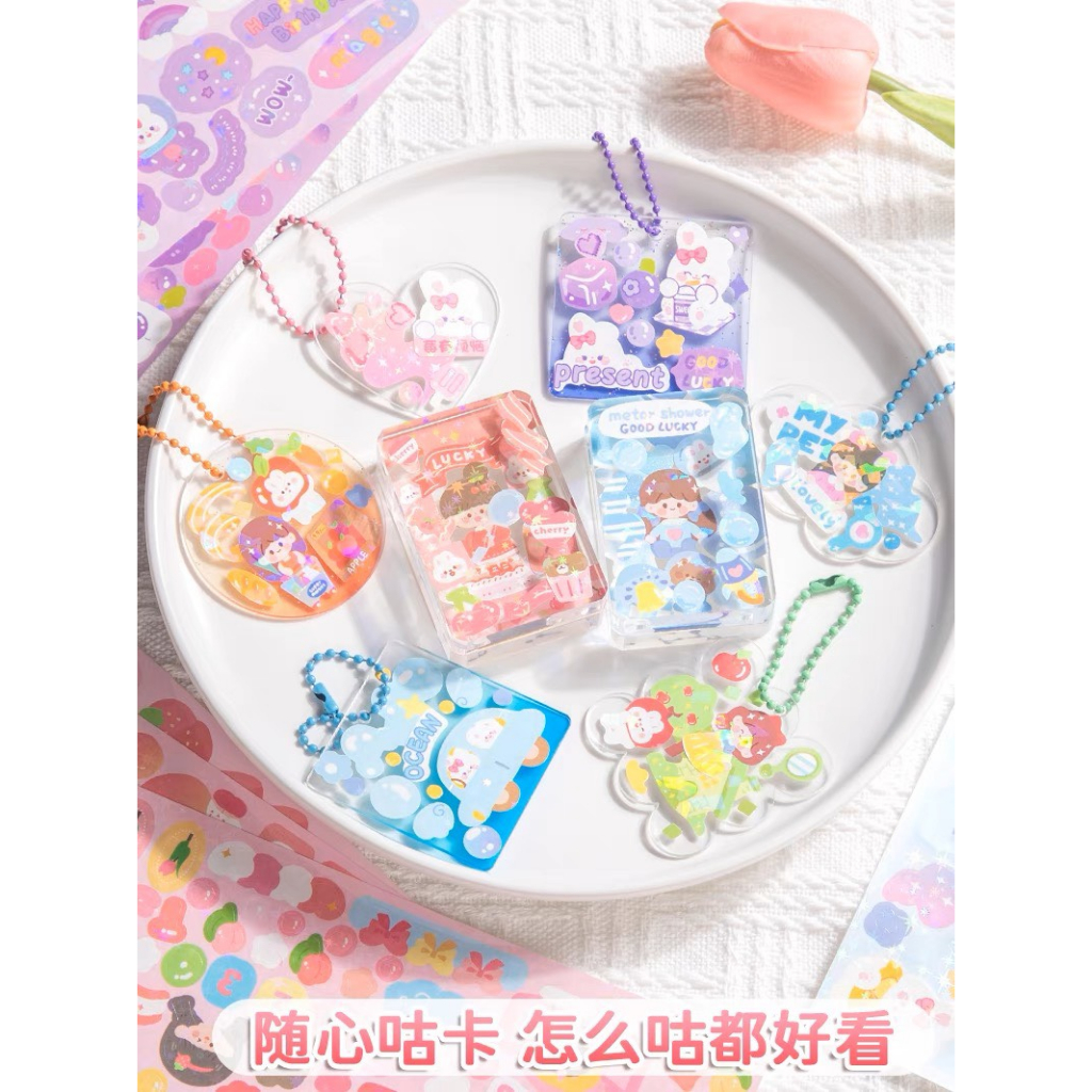 1 tờ sticker lấp lánh bản to 17x12cm Nhãn Dán Họa Tiết Hoạt Hình Goo Màu Laser Chống Thấm Nước