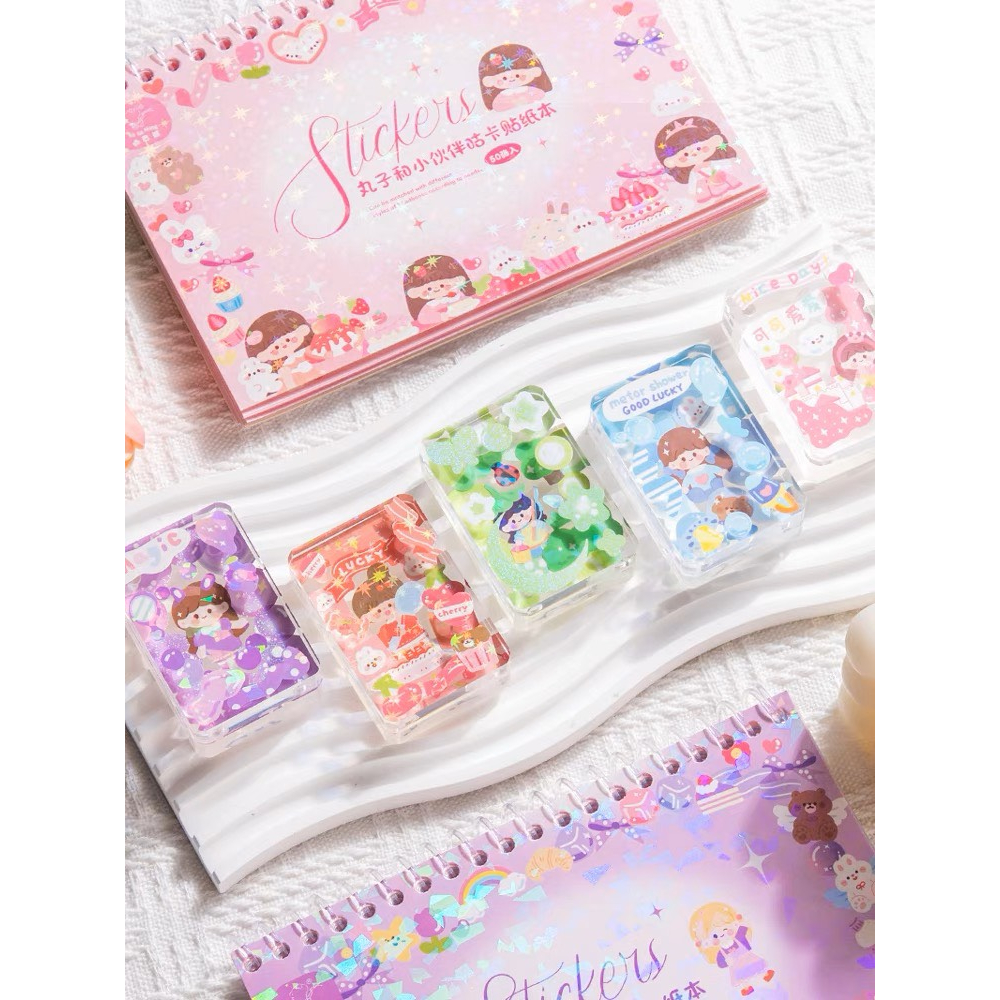 1 tờ sticker lấp lánh bản to 17x12cm Nhãn Dán Họa Tiết Hoạt Hình Goo Màu Laser Chống Thấm Nước