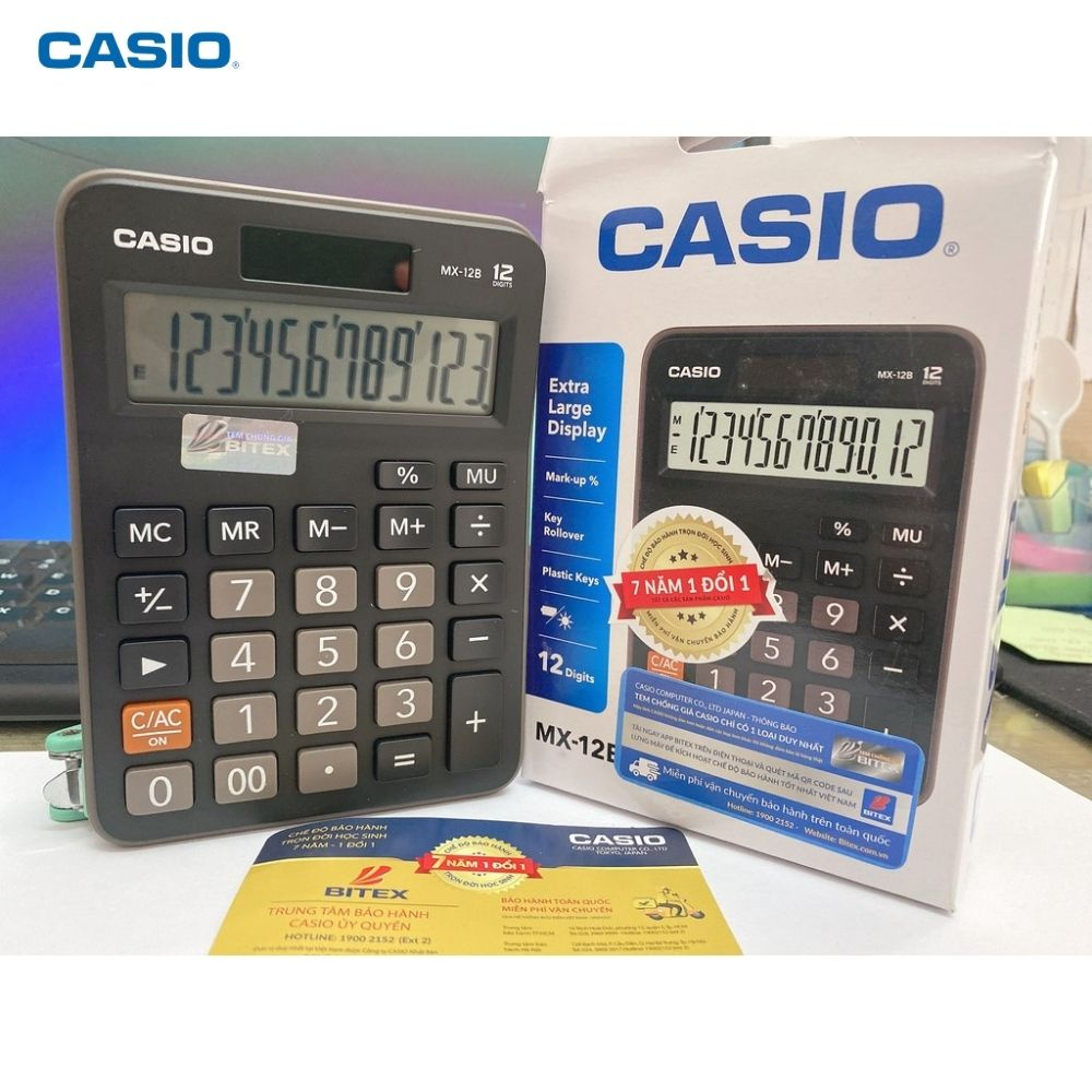 Máy tính Casio MX-12B/120B- Chính hãng có tem bảo hành, lỗi 1 đổi 1, BẢO HÀNH 5 NĂM