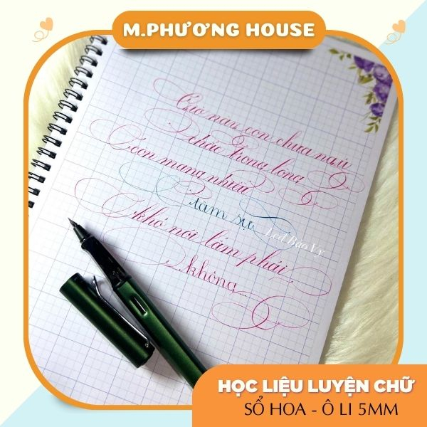 Sổ Hoa học liệu luyện chữ ô li to 6mm / 9mm
