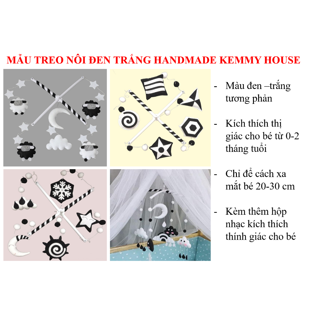 [May thủ công TỔNG HỢP ] TOP mẫu đồ chơi treo nôi handmade đen trắng và màu sắc kích thích thị giác cho bé HOT nhất