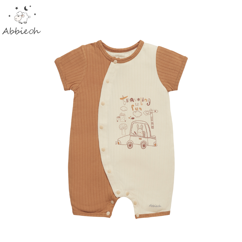 Bộ bodysuit cộc tay cotton ABBIEOH hình con vật và xe cho bé 6-12M BD503 BD502 BD533