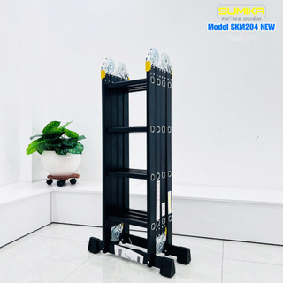 Thang nhôm gấp 4 đoạn Sumika SKM204 NEW, chữ A cao 2.26m, chữ I cao 4.7m, 14 tư thế sử dụng