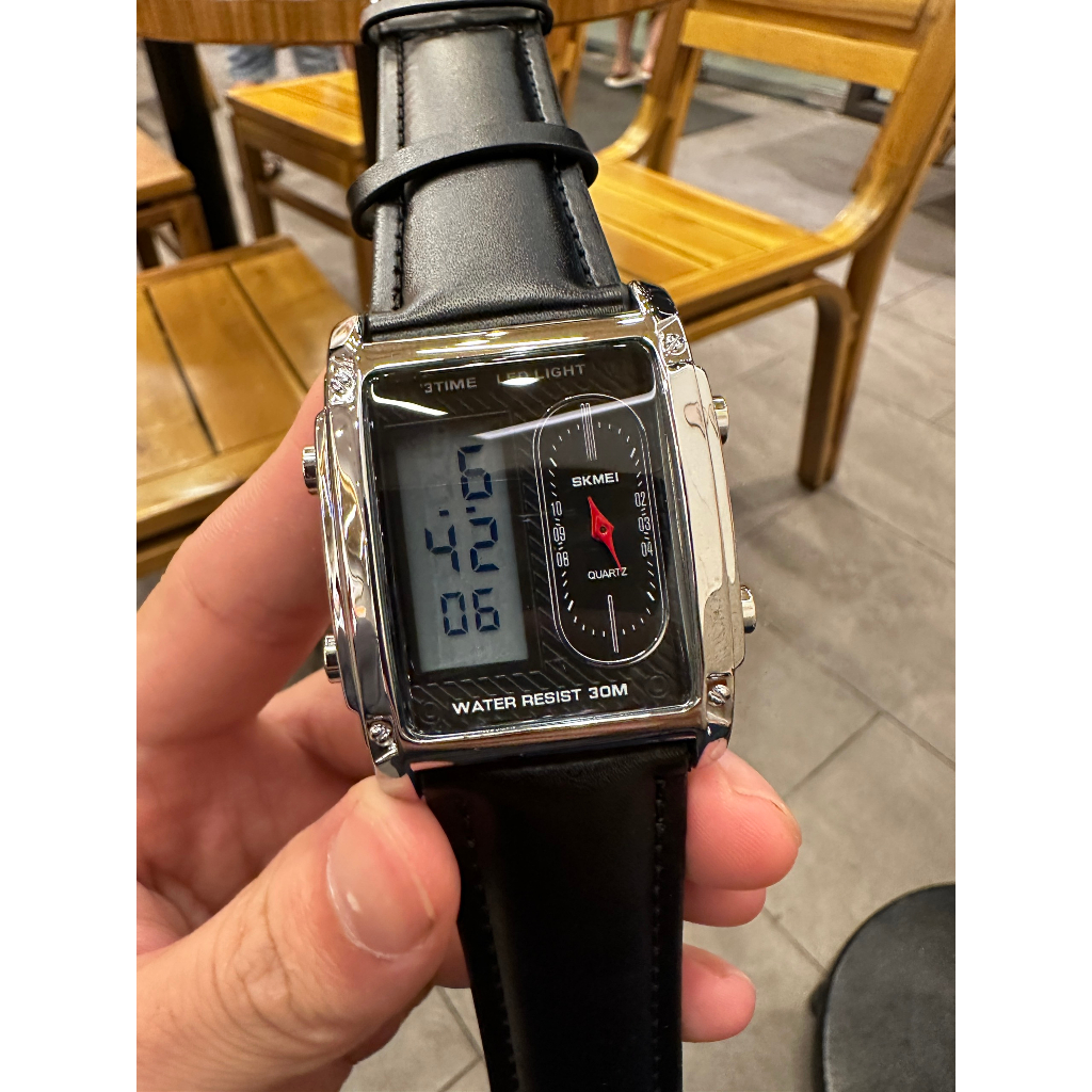 Đồng Hồ Nam SKMEI Dây Da, Đồng Hồ Dây Da Viền Kim Loại Mặt Dạ Quang Có Đèn Chạy 2 Máy, Đồng Hồ Chống Nước OCDONG.STORE | BigBuy360 - bigbuy360.vn
