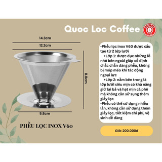 Phễu lọc inox v60