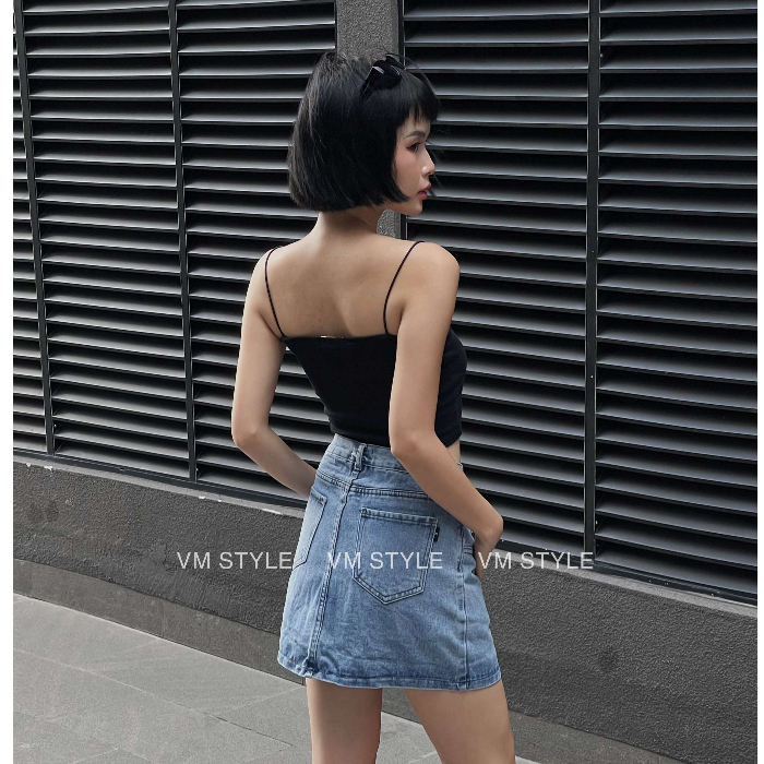 Áo croptop hai dây trơn VMSTYLE đi biển không tay dáng ôm basic mềm mịn cao cấp thời trang mùa hè - ATU00137