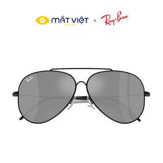 Kính mát nam nữ rayban aviator reverse 0rbr0101s 003/gr62 dáng phi công màu đen chất liệu kim loại