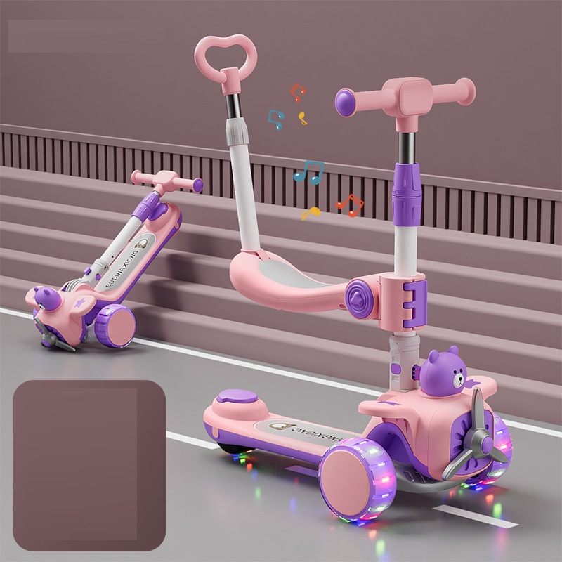 Xe scooter cho bé đa năng bánh phát sáng, chất liệu an toàn chống trơn trượt