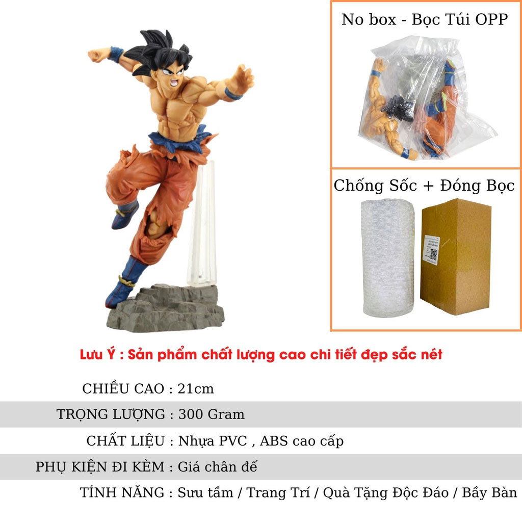 Mô hình Dragon Ball Songoku trạng thái chiến đấu hàng siêu đẹp cao 21cm , figure mô hình 7 viên ngọc rồng