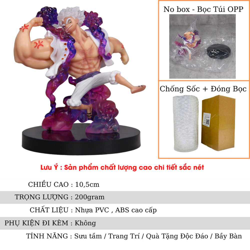 Mô hình One Piece Luffy gear 5 nika trắng gồng tay siêu ngầu . Cao 10,5cm , Nặng 200gram . Figure anime One Piece