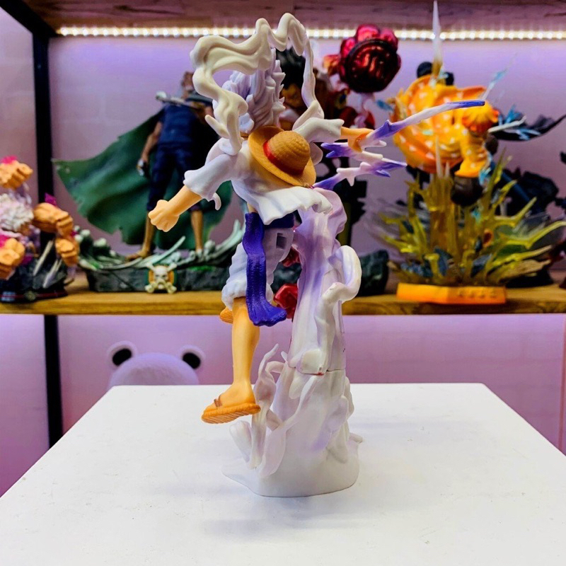 Mô hình đồ chơi - Luffy Gear 5 Nika trắng bản có vũ khí cầm tay haki 3 đấm siêu đẹp cao 17 cm - OnePiece