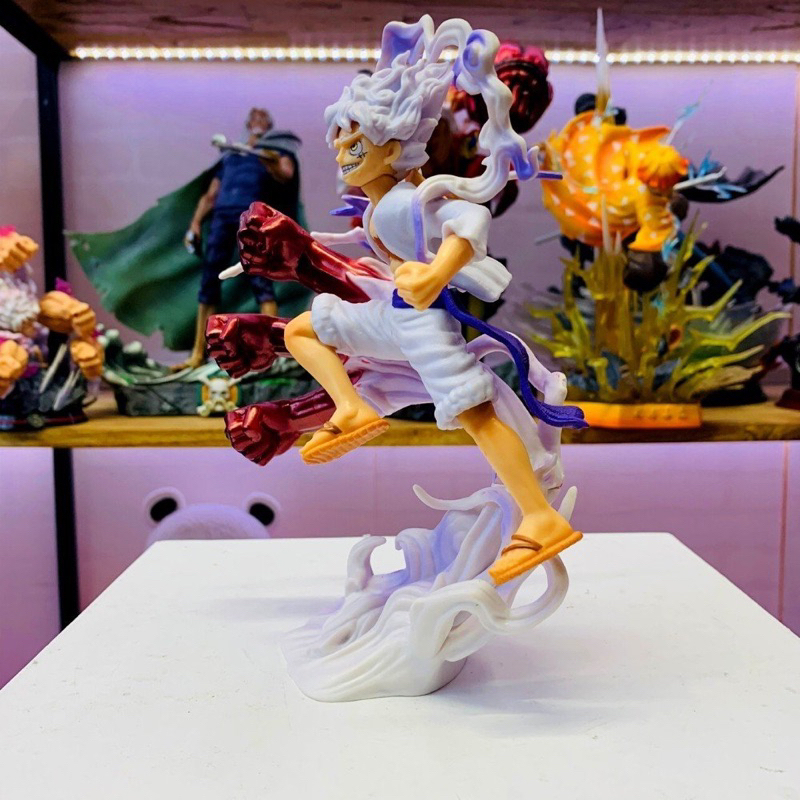 Mô hình đồ chơi - Luffy Gear 5 Nika trắng bản có vũ khí cầm tay haki 3 đấm siêu đẹp cao 17 cm - OnePiece