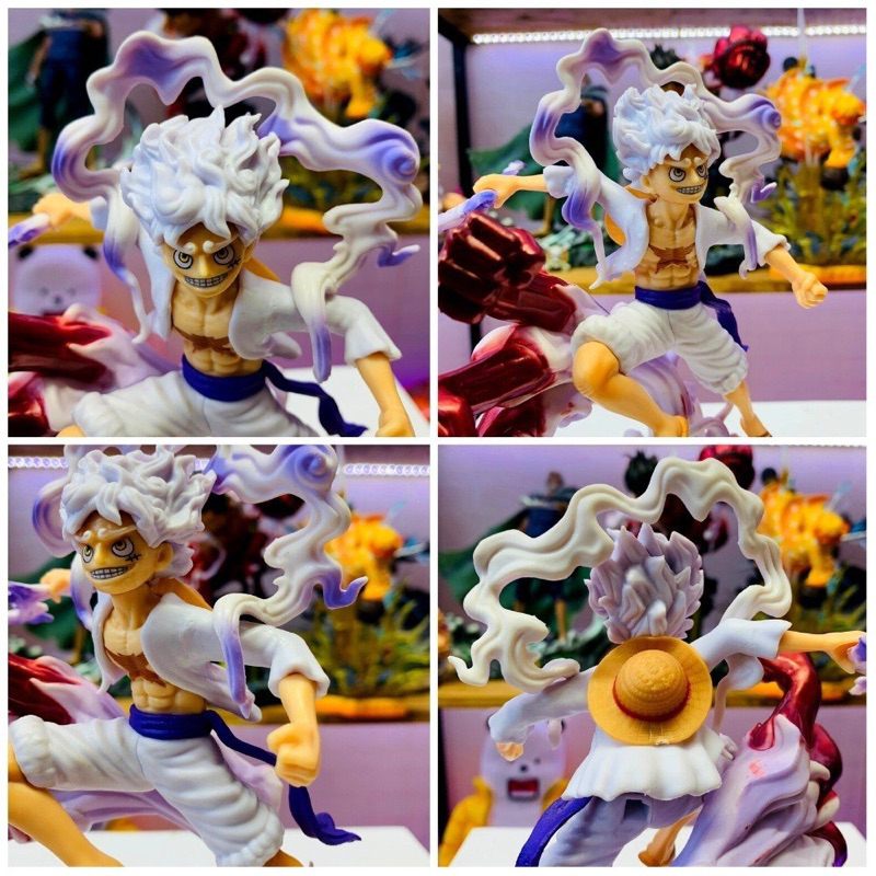 Mô hình đồ chơi - Luffy Gear 5 Nika trắng bản có vũ khí cầm tay haki 3 đấm siêu đẹp cao 17 cm - OnePiece