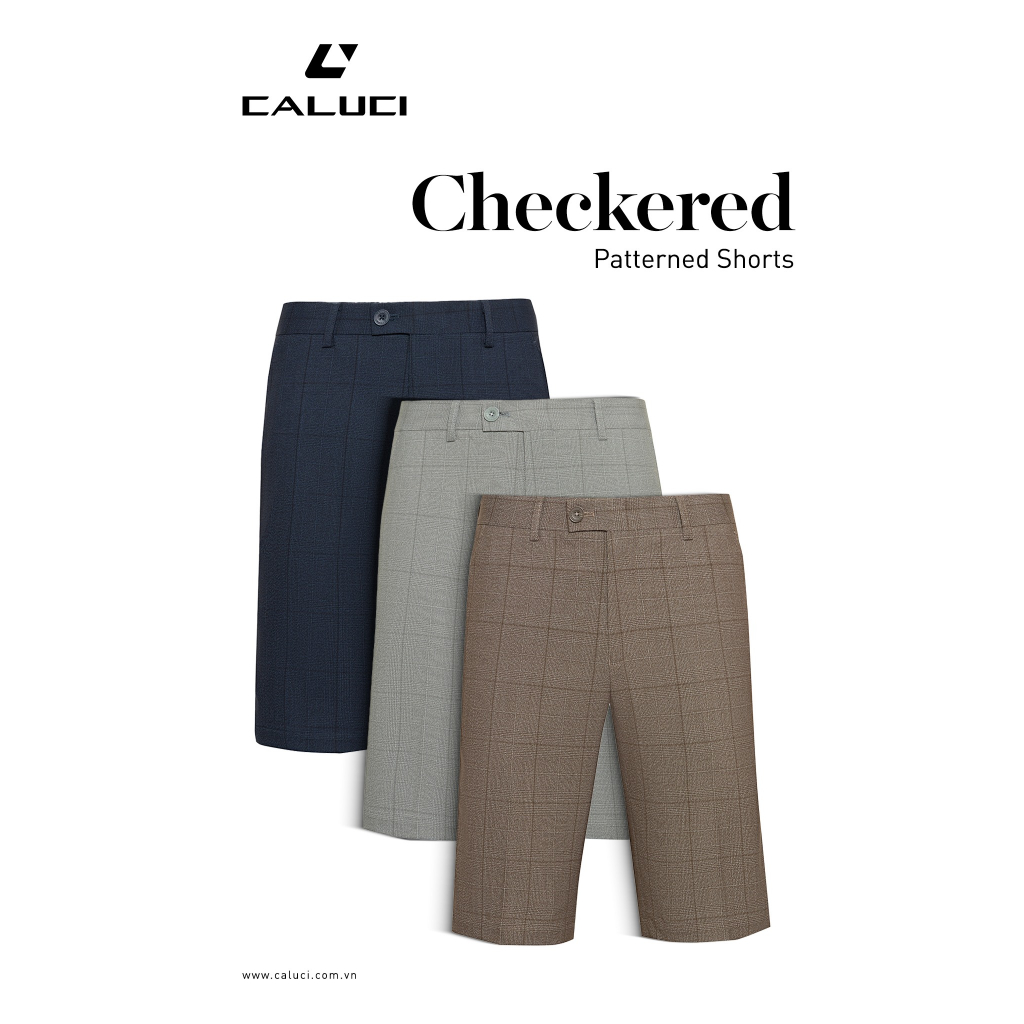 Quần short âu nam CALUCI MWS321R kẻ caro