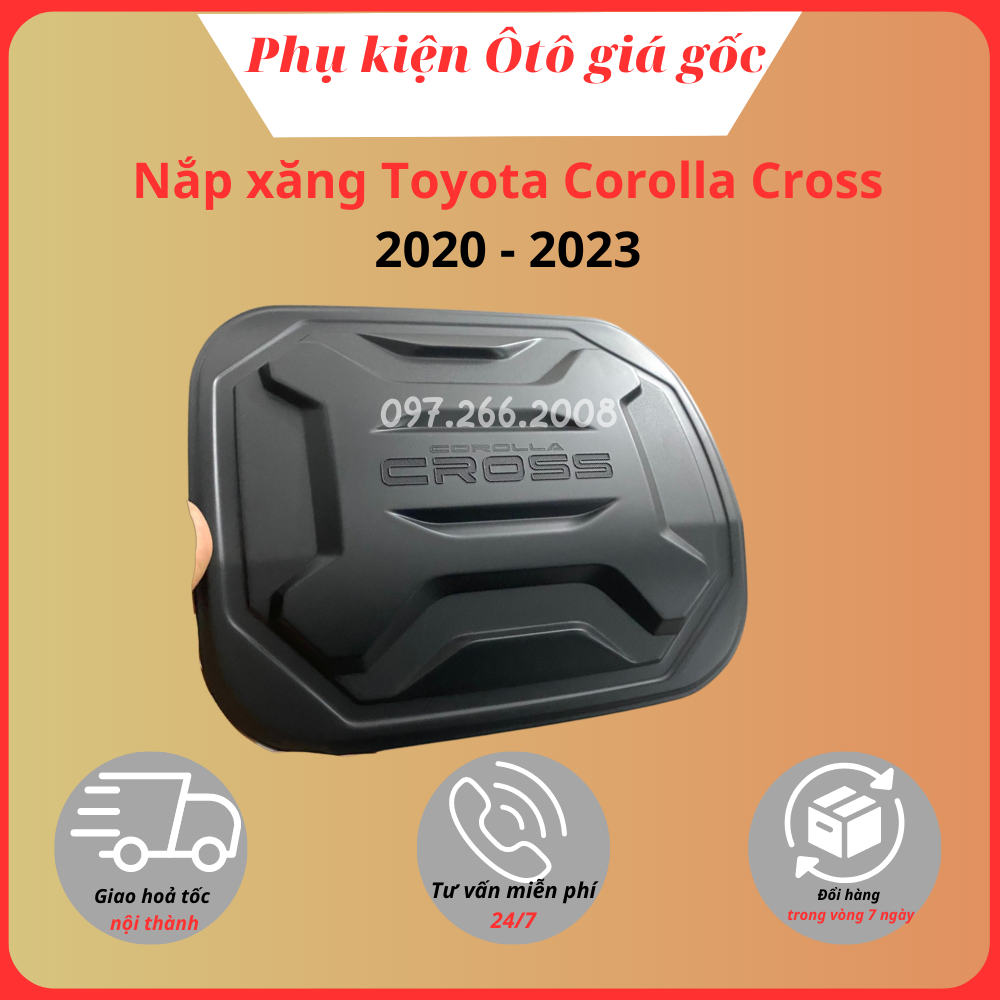 Ốp nắp bình xăng xe Toyota Corolla Cross 2020, 2021, 2022, 2023 nhựa đen nhám cao cấp
