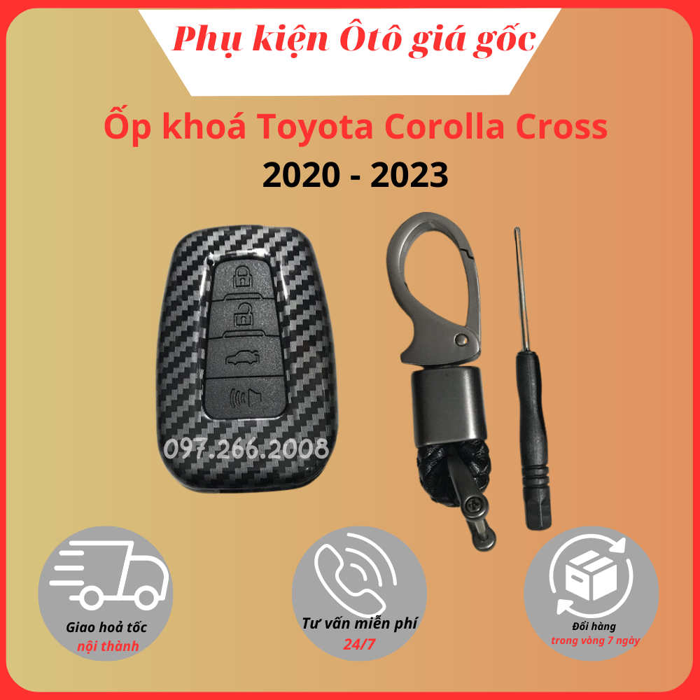 Ốp khóa xe Toyota Corolla Cross 2020, 2021, 2022, 2023 nhựa ABS vân carbon cao cấp