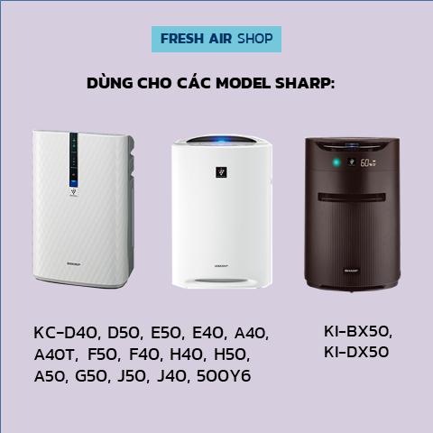 Combo HEPA+THAN màng lọc không khí Sharp KC-W45, Y45, A40, Z40, Z45, B40, B50, C70, 500Y2, 450Y3, BX50, KI-BX50, KI-DX50