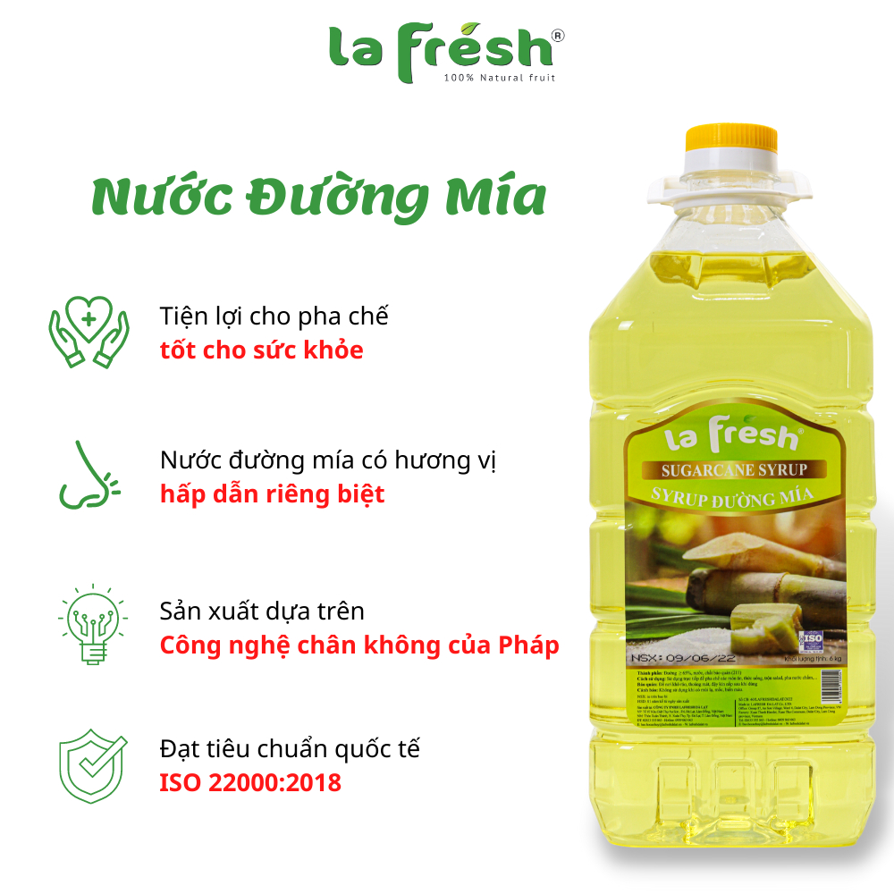 Syrup Đường Mía Lafresh Đà Lạt Can 5L