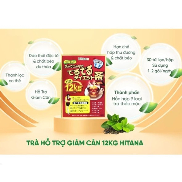 Trà giảm cân đào thải chất béo 12kg HITANA hộp 30 gói