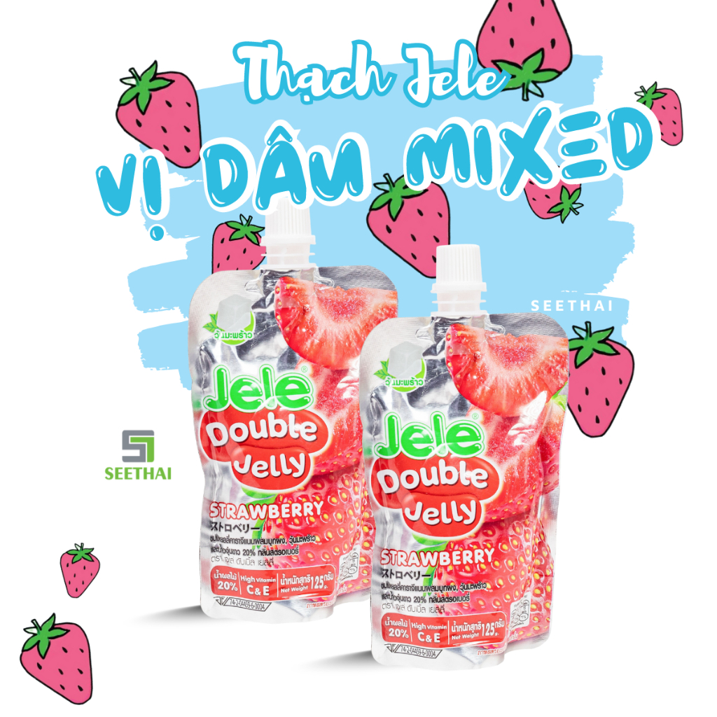 Thạch JELE Thái Lan 150gr vị trái cây trái vải táo việt quất - túi thạch vitamin c collagen