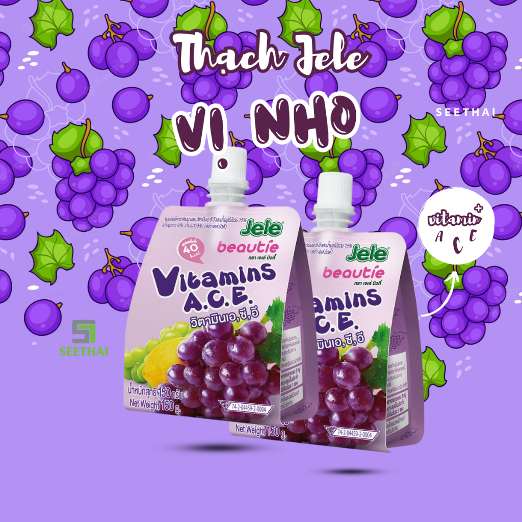 Thạch JELE Thái Lan 150gr vị trái cây trái vải táo việt quất - túi thạch vitamin c collagen