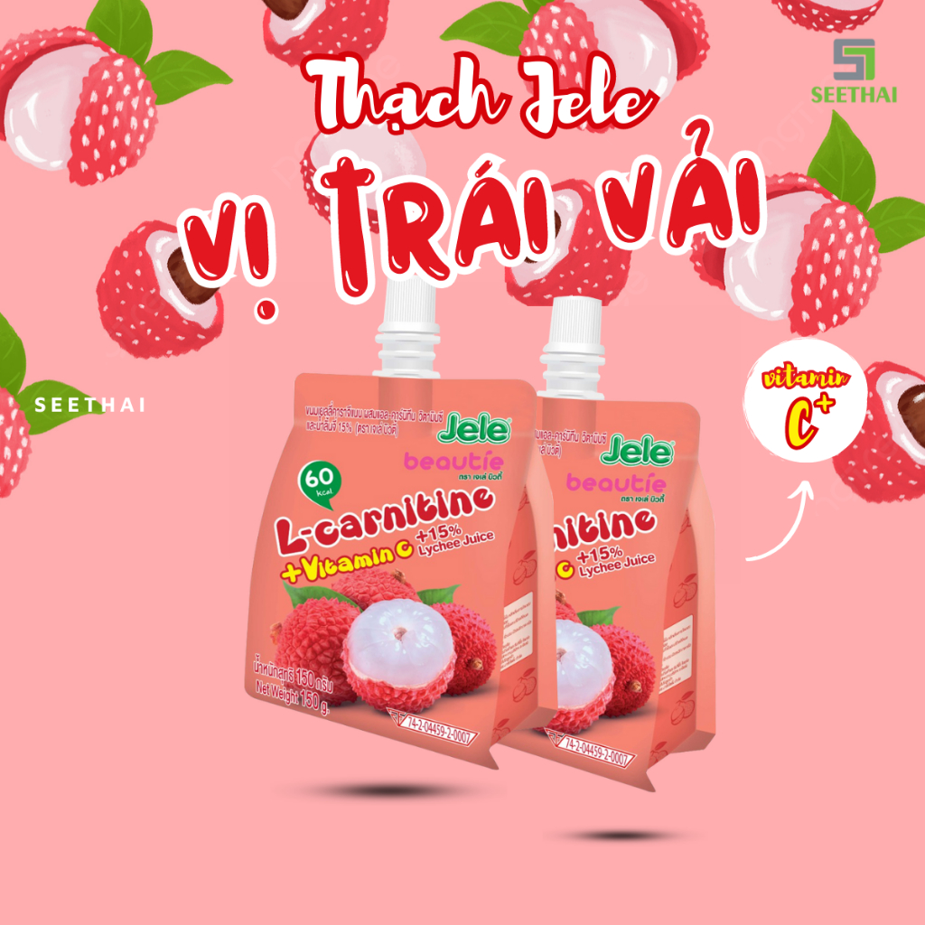 Thạch JELE Thái Lan 150gr vị trái cây trái vải táo việt quất - túi thạch vitamin c collagen