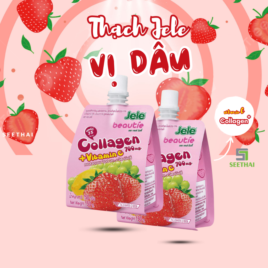 Thạch JELE Thái Lan 150gr vị trái cây trái vải táo việt quất - túi thạch vitamin c collagen