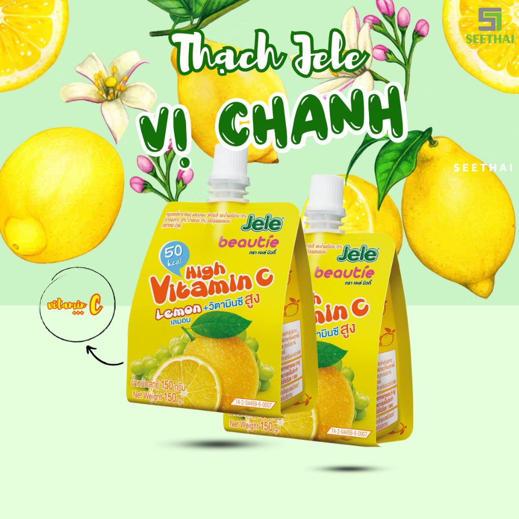 Thạch JELE Thái Lan 150gr vị trái cây trái vải táo việt quất - túi thạch vitamin c collagen