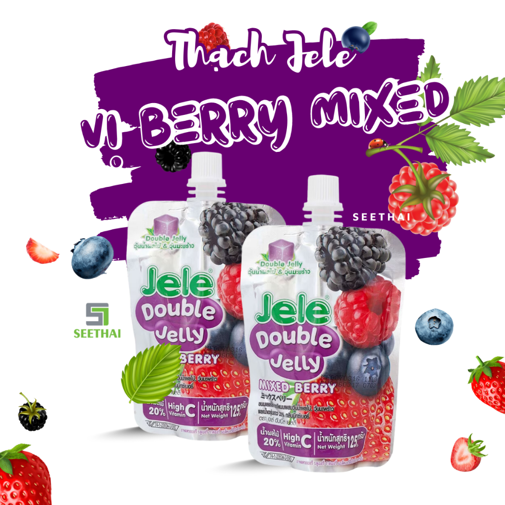 Thạch JELE Thái Lan 150gr vị trái cây trái vải táo việt quất - túi thạch vitamin c collagen