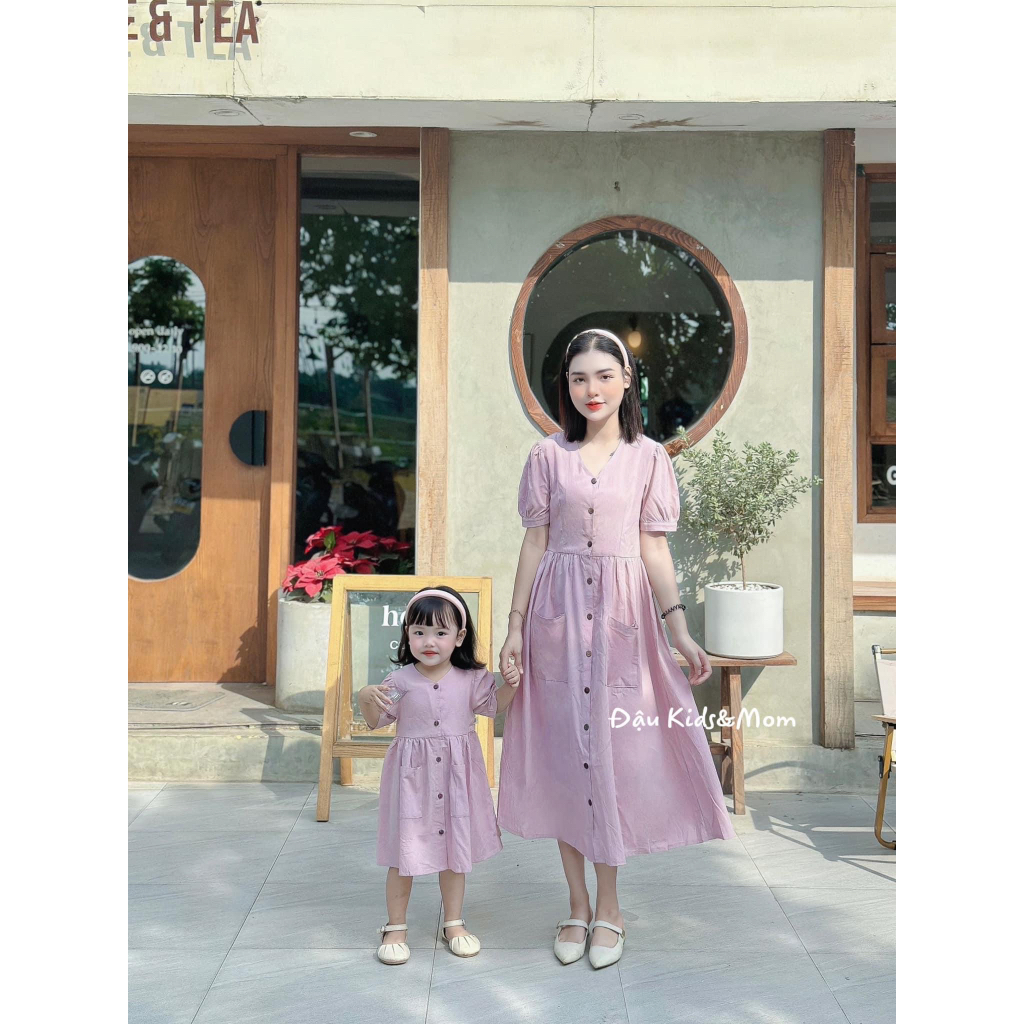 Váy Linen Mẹ Bé Hồng Khoai Môn Trẻ Trung Cho Mùa Hè 1-4T - Đậu Kids&Mom