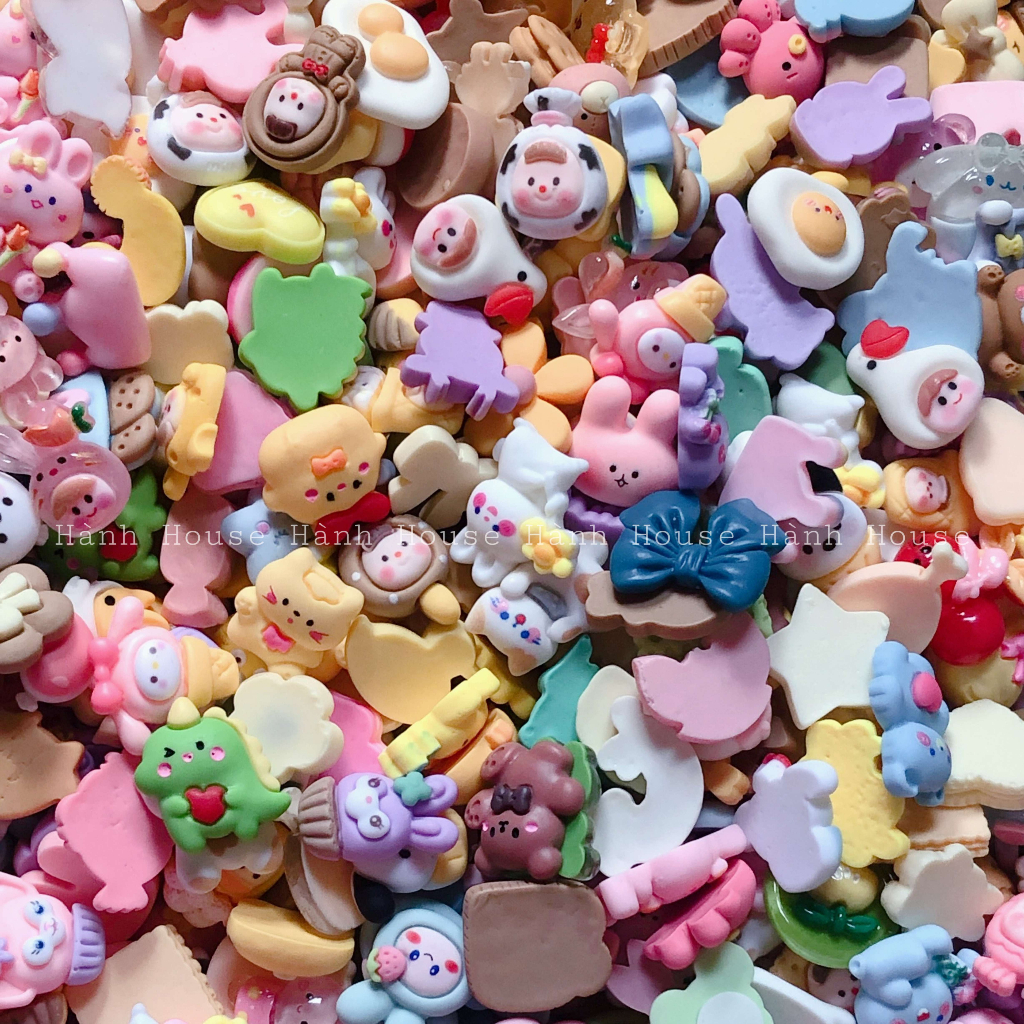 Set 5 charm sticker 3D nhựa nổi đáng yêu trang trí bình nước, điện thoại