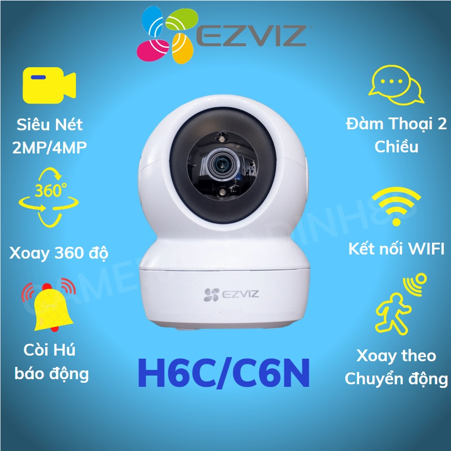 Camera Wifi Trong Nhà Xoay (360) EZVIZ  H6C C6N 2M 4M 2K 1080P FULL HD [Có cổng Lan] Bảo Hành 24TH