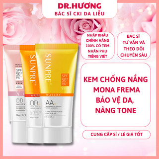  Kem Chống Nắng Mona Frema Sunpre AA DD XANH EG   TÍM EP SPF 50+ PA ++++- Dr. Hương 