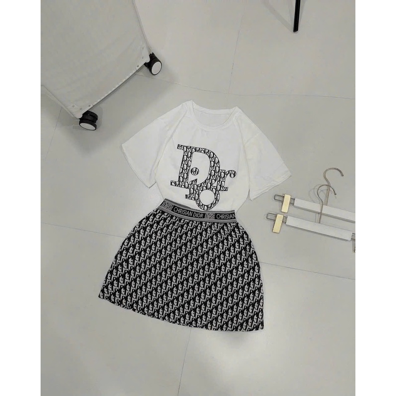 Set Bộ đồ Áo thun chữ Chân Váy dạ Bố Có Lót quần MaM, Set Chân Váy, Set dạ Chân váy chữ a