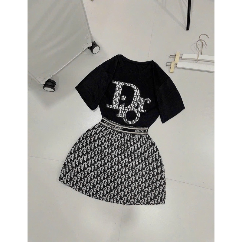 Set Bộ đồ Áo thun chữ Chân Váy dạ Bố Có Lót quần MaM, Set Chân Váy, Set dạ Chân váy chữ a
