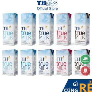[Vỉ 4 hộp] Sữa tươi TH true milk 180ml có đường, ít đường, nguyên chất.