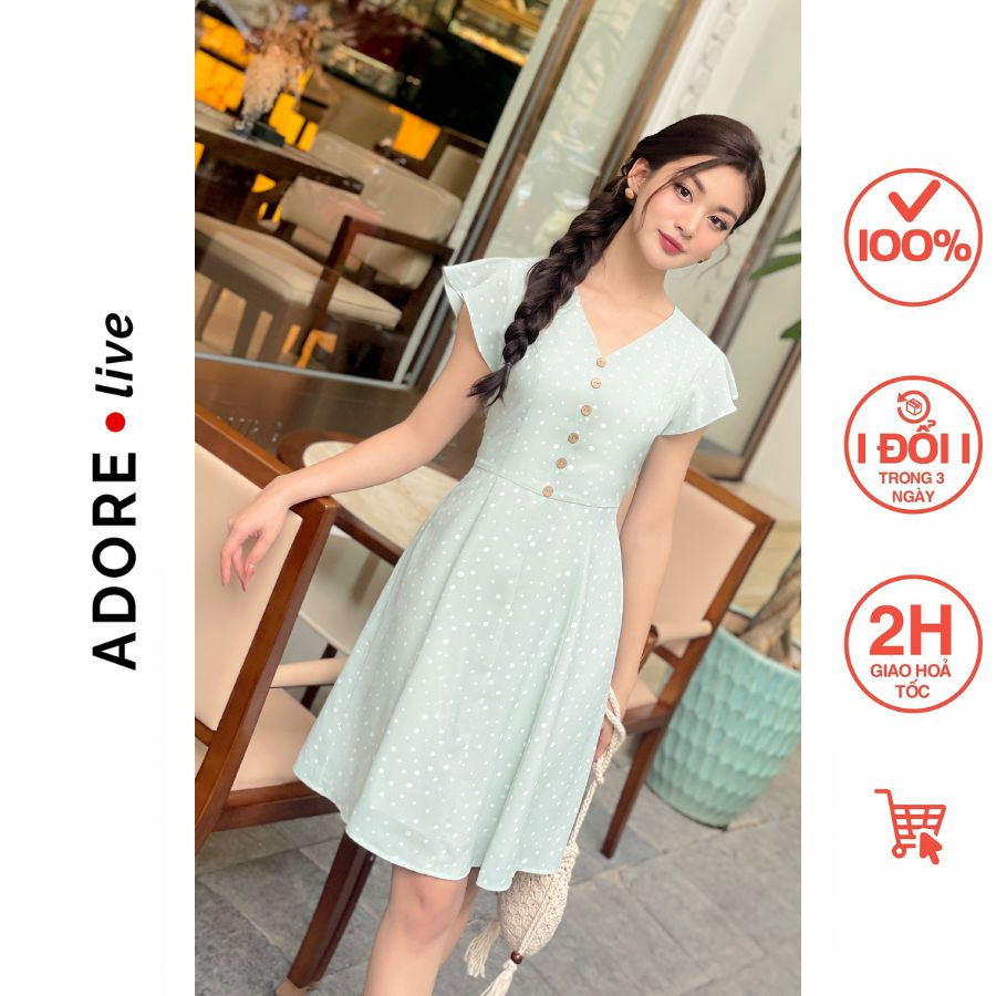 Đầm Mini dresses cổ tim lụa 321DR1079 ADORE DRESS