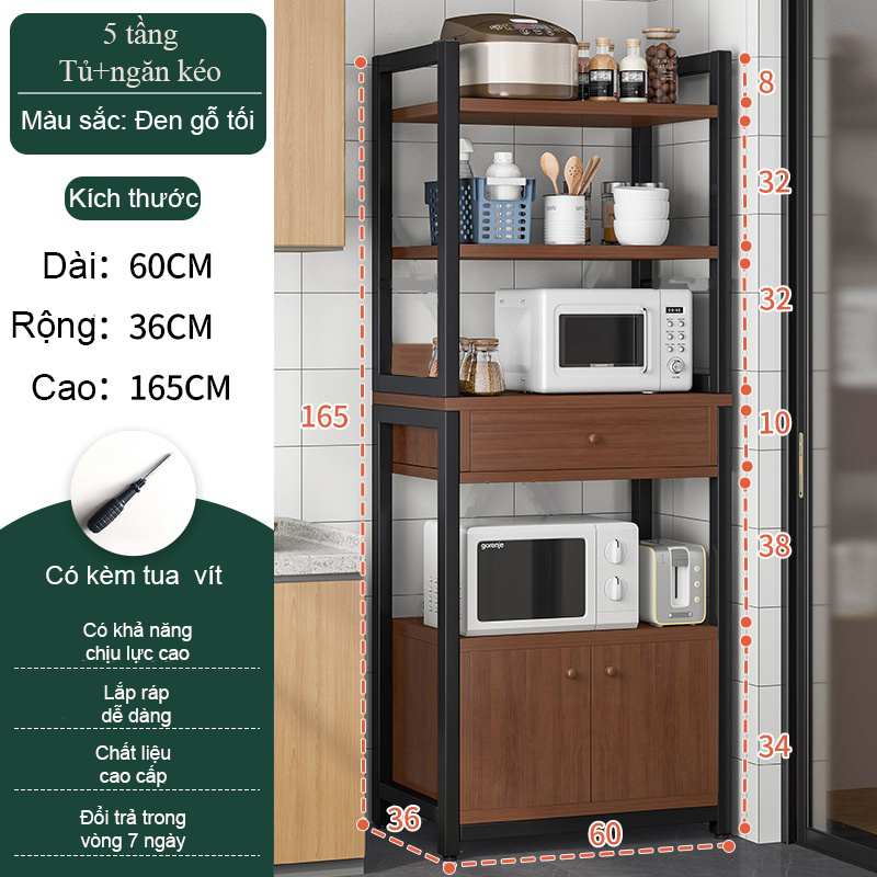 Tủ bếp đa năng để lò vi sóng, nồi cơm tiện tiện dụng, khung sắt sơn tĩnh điện chắc chắn