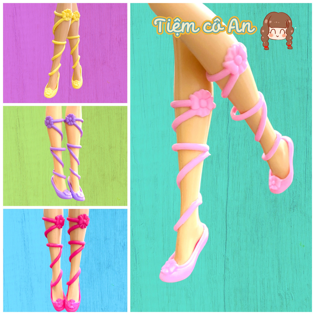 Giày dây, giày quấn, giày cuốn ba lê ballet cho búp bê Barbie